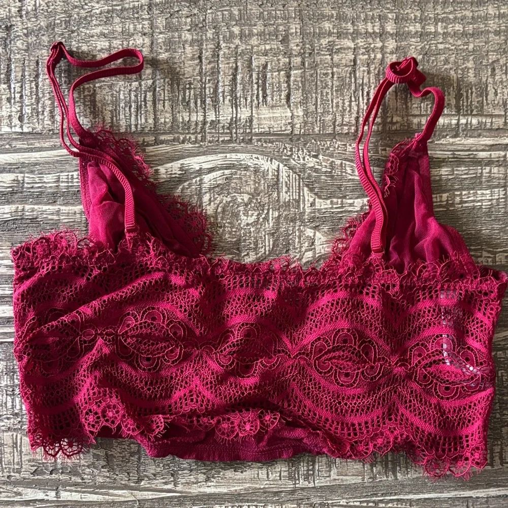 Free people Lace-Trim Bralette in Deep Raspberry - Picture 2 of 5